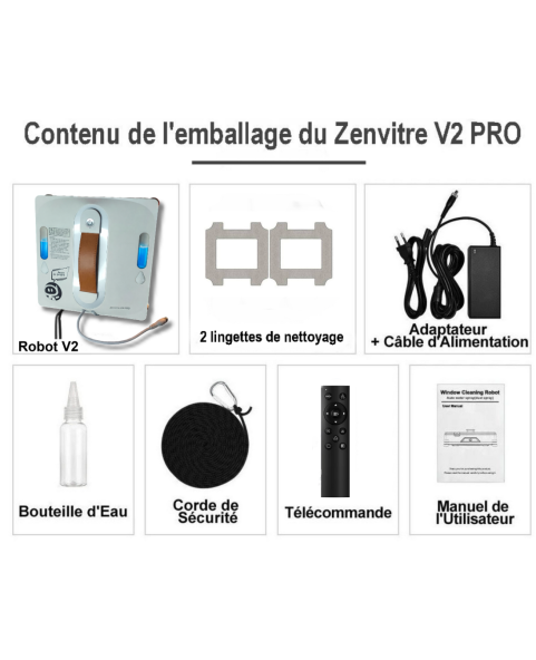 Robot Lave Vitre "ZenVITRE V2 PRO" + 2...