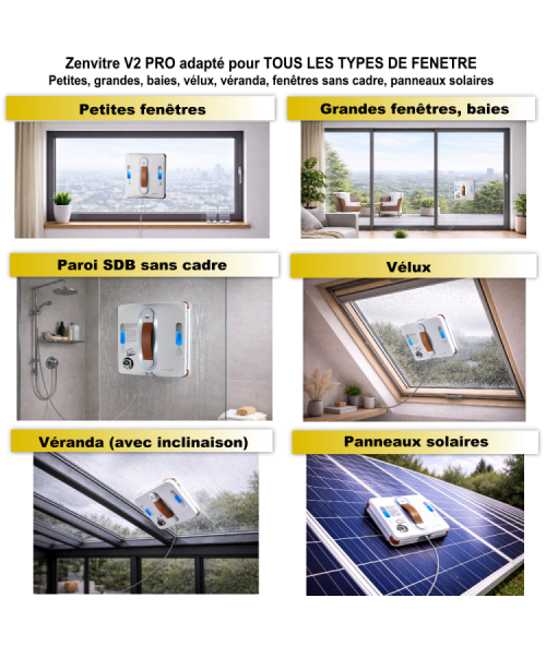 Robot Lave Vitre "ZenVITRE V2 PRO" + 2...