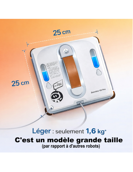 Robot Lave Vitre "ZenVITRE V2 PRO" + 2 lingettes offertes - Modèle 2026 - Pulvérisation automatique - Télécommande - 9000 Pa