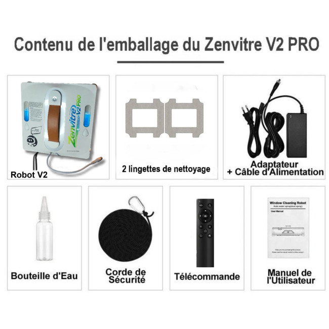 Robot Lave Vitre "ZenVITRE V2 PRO" + 2...
